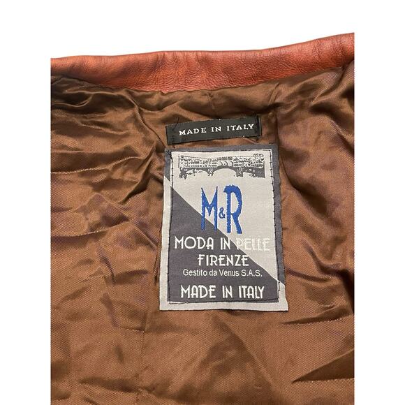 M&R MODA IN PELLE FIRENZE Leather Jacket SZ 42 Brown Made Italy - Picture 4 of 11